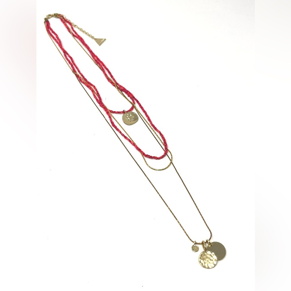 Free People Red and Gold Layered Necklace